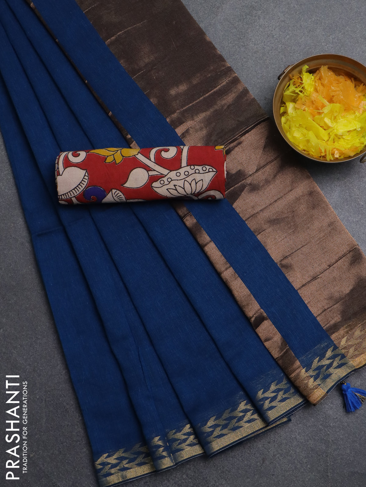Bengal soft cotton saree peacock blue and maroon with plain body and zari woven border