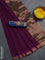 Bengal soft cotton saree purple and blue with plain body and zari woven border