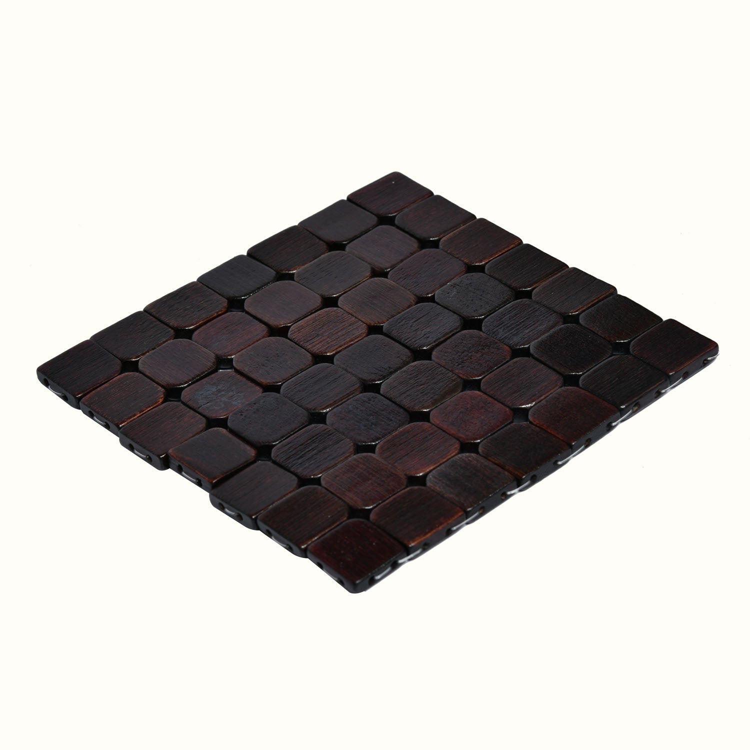 Checkered Bamboo Trivet Set of 2- Brown