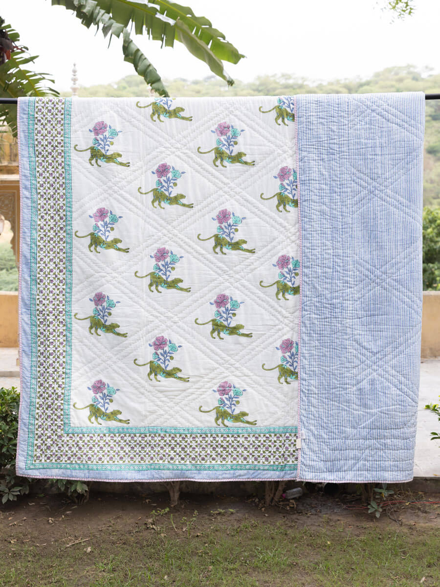 The Baagh Block Printed Cotton Quilt