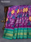 Pochampally silk saree purple and teal green with allover ikat weaves and rich zari woven border