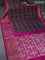 Pochampally silk saree black and pink with allover ikat weaves and long annam & elephant zari woven border