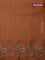 Crush tissue saree rust shade with embroidery work buttas and floral embroidery work border