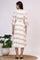 White Ikkat Pure Cotton A-line Shirt Dress with Belt