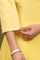 Daffodil Yellow Embroidered Yoke Crinkle Cotton Flared Kurta