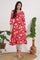 Red Floral Printed Rayon A-line Kurta
