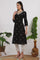 Black Bandhani Printed Pure Cotton Straight Kurta