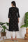 Black Bandhani Printed Pure Cotton Straight Kurta