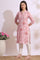 Pink Bold Geometric Printed Pure Cotton Straight Kurta