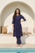 Navy Blue Embroidered Shantung Straight Kurta