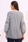 Navy and White Yarn Dyed Striped Top with Schiffli Embroidery At Sleeves