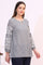 Navy and White Yarn Dyed Striped Top with Schiffli Embroidery At Sleeves