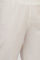 White Solid Cotton Flax Slim Pants with Lace