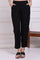 Black Solid Ankle Length Rayon Straight Pants