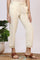 Off-White Solid Cotton Flax Straight Pants with Embroidered Hemline