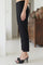 Black Solid Ankle Length Cotton Blend Slim Pants
