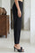 Black Solid Ankle Length Cotton Blend Slim Pants