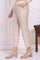 Beige Solid Rayon Straight Pants