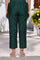 Green Cropped Rayon Straight Pant