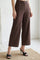 Brown Solid Wide Leg Ankle Length Pants