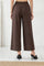 Brown Solid Wide Leg Ankle Length Pants
