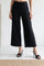 Black Solid Wide Leg Ankle Length Pants