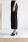 Black Solid Wide Leg Ankle Length Pants