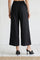 Black Solid Wide Leg Ankle Length Pants