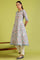 Light Blue Floral Printed Pure Cotton Flared Kurta and Pants Set