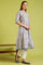 Light Blue Floral Printed Pure Cotton Flared Kurta and Pants Set