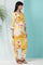 Yellow Bold Floral Printed Modal Straight Kurta and Pants Co-ord Set