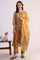 Yellow Floral Printed Flared Kota Kurta & Slim Pants With Dupatta Set