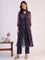 Floral Printed Flared Sheer Kota Kurta & Straight Pant with Dupatta Set