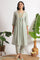 White Lotus Printed Pure Cotton Gathered Kurta and Pants Co-ord Set