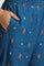 Teal Blue Embroidered Yoke Gathered Rayon Kurta, Straight Pants and Dupatta Set