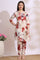 White Bold Floral Printed Pure Cotton Straight Kurta and Pants Co-Ords Set