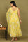 Yellow Floral Printed Tiered Dress and Dupatta Set