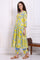 Blue Bold Floral Printed Pure Cotton Flared Kurta, Straight Pants and Dupatta Set