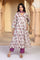 Beige Floral Print Sequined Flared Chanderi Kurta with Pant and Dupatta Set