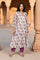 Beige Floral Print Sequined Flared Chanderi Kurta with Pant and Dupatta Set