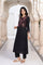 Black Floral Print Embroidered Straight Kurta with Pant and Dupatta Set