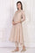 Beige Embroidered A-Line Chanderi Kurta with Straight Pant and Dupatta Set