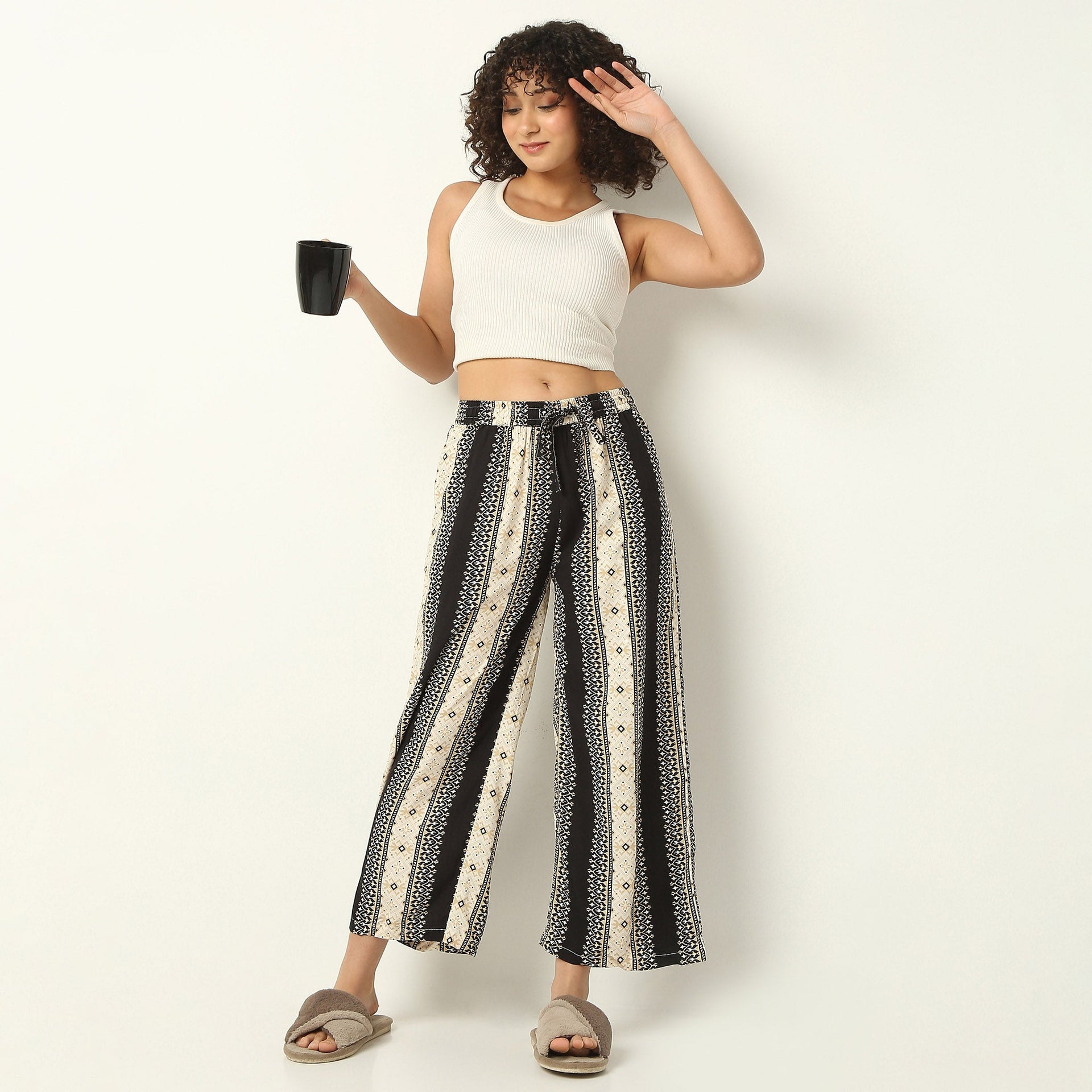 Ankle Length Straight Fit Printed Lounge Palazzos