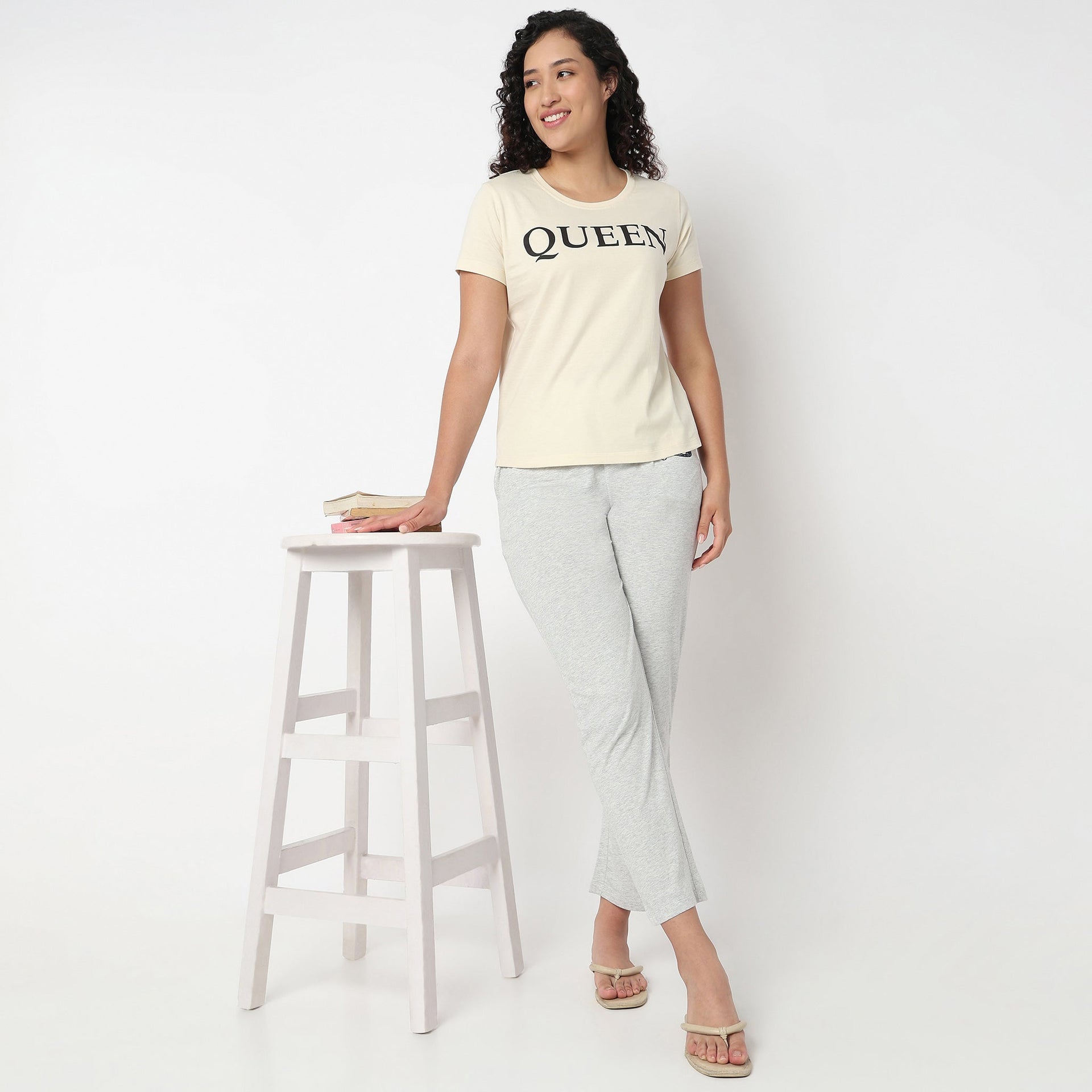 Chest Printed Cord Lounge T-Shirt