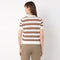 Crew Neck Short Sleeve Kniited Structured Stripped T-Shirt