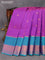 Pure kanjivaram silk saree purple and teal green with copper zari woven buttas and long thread & copper zari woven border