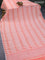 Pure linen saree peach orange with allover zig zag prints and silver zari woven piping border