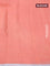 Pure linen saree peach orange with allover zig zag prints and silver zari woven piping border