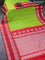 Pure gadwal silk saree lime green and red with allover stripes pattern and temple design rettapet silver zari woven border