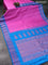 Pure gadwal silk saree light pink and cs blue with allover checked pattern and temple design thread woven border